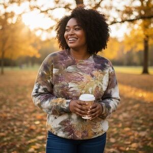 Anna Joyce Hand Ice dyed Fleece lined Oversized Cotton Sweatshirt  XL